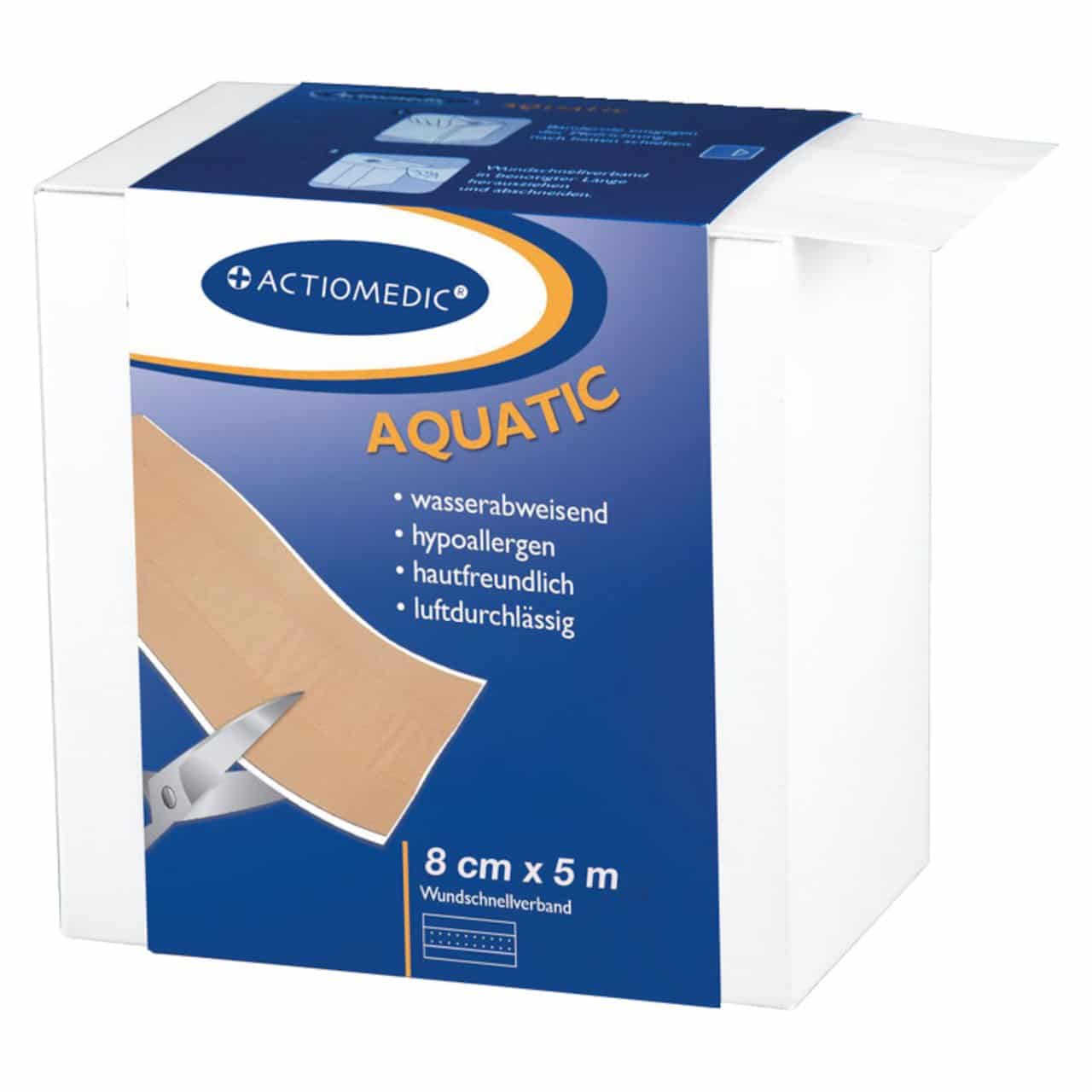 Actiomedic® AQUATIC Wundschnellverband, 8 cm x 5 m, hautfarben