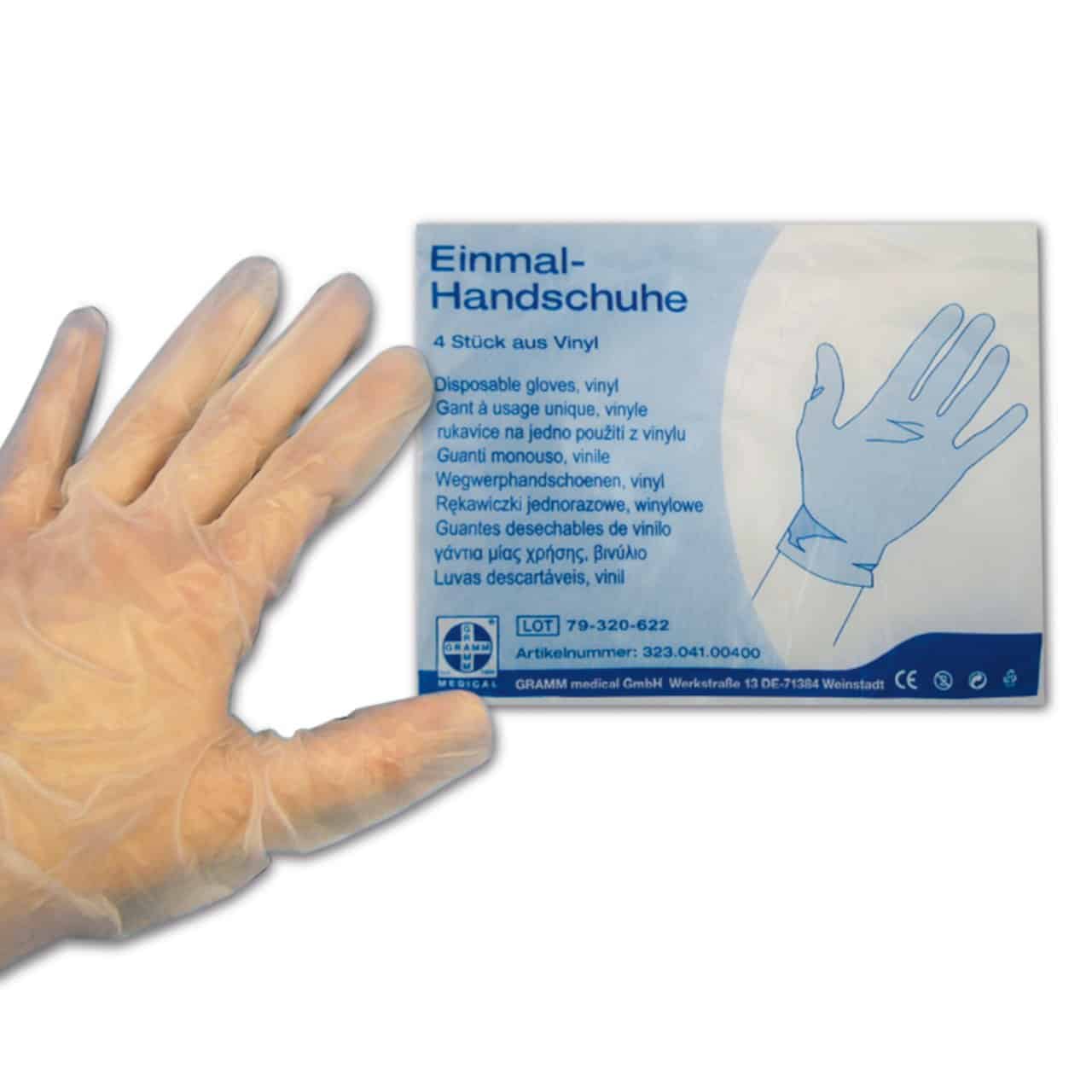 Einmalhandschuhe Vinyl, Packung à 4 Stück,