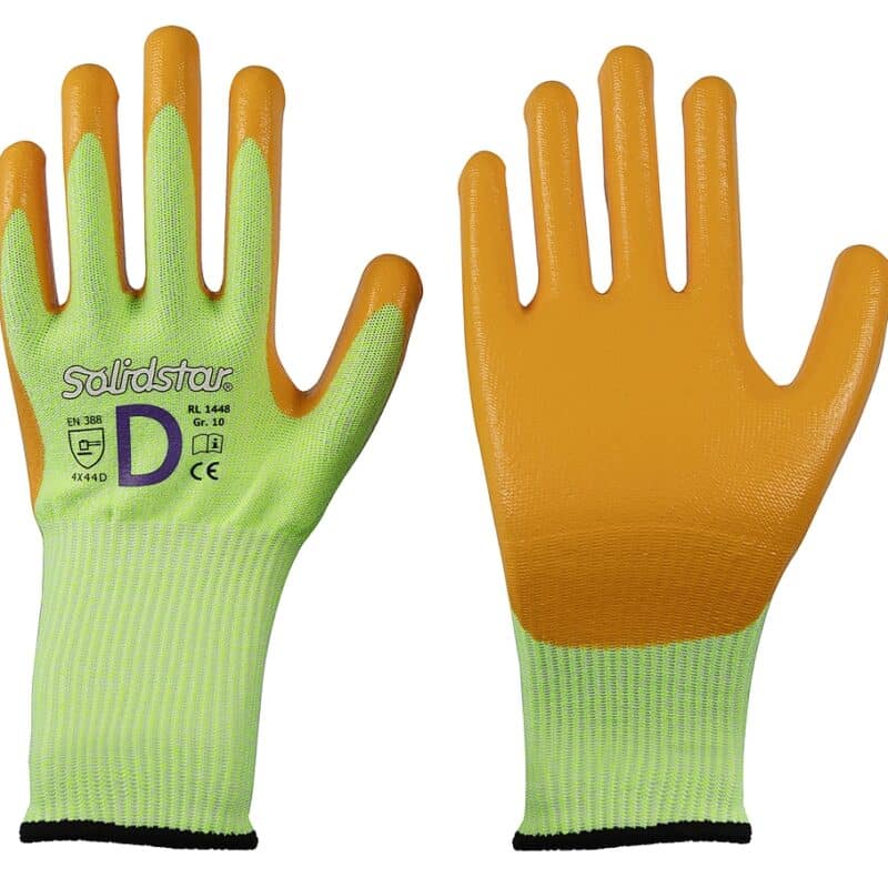 Schnittschutzhandschuh, Neon, lang, Schnittschutzlevel D