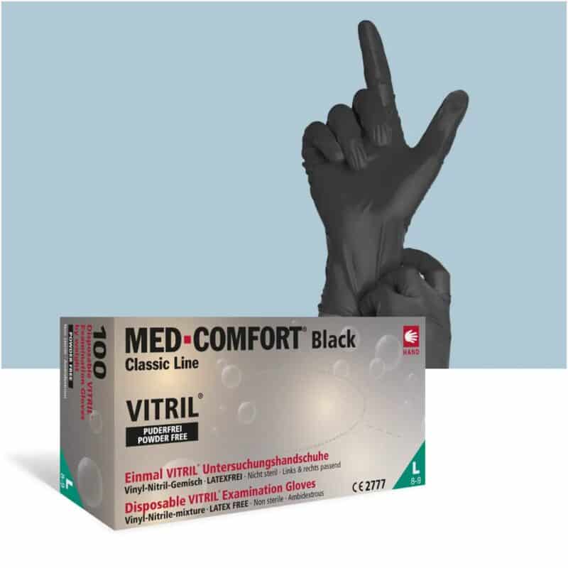 Einweghandschuh Med Comfort Classic Line Vitril Artikel AP01252 -100er BOX - Black