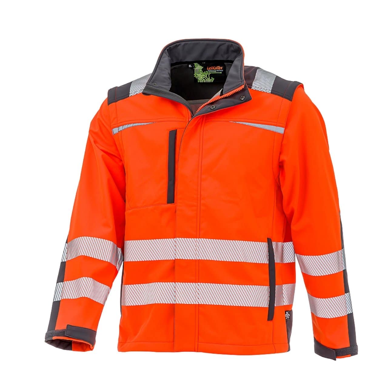 Warnschutz Softshelljacke • Bright Line • warnorgange/grau • neongelb/grau • LeiKaTex® – Bild 3
