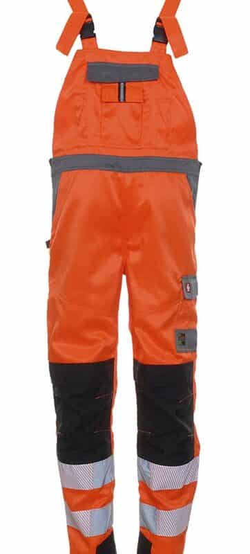 LeiKaTex® | BRIGHT LINE | Latzhose | warnorange/grau