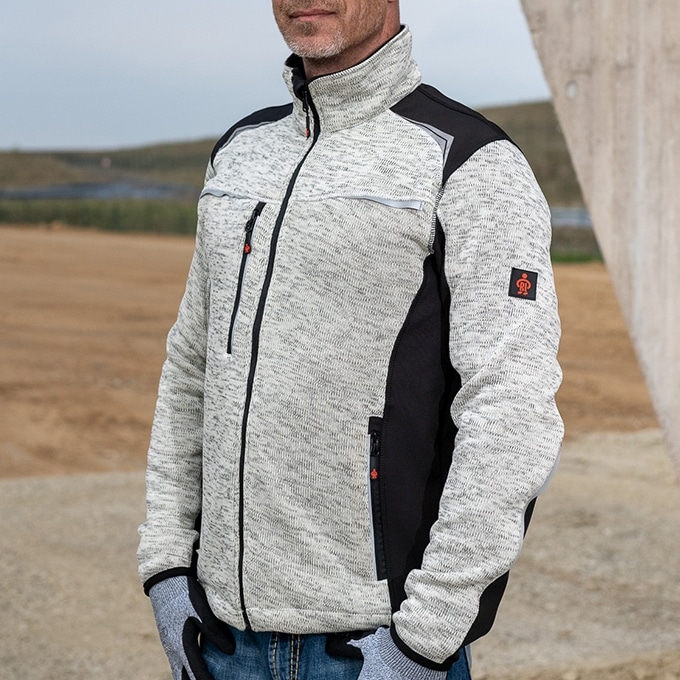 LeiKaTex® | REFLEECE | Strickfleece-Jacke | hellgrau-meliert – Bild 3