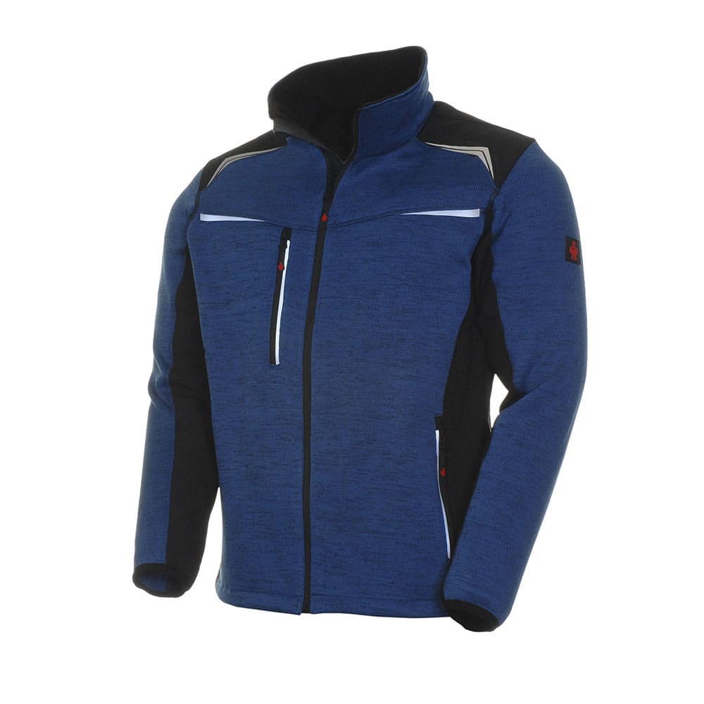 LeiKaTex® | REFLEECE | Strickfleece-Jacke | blau-meliert