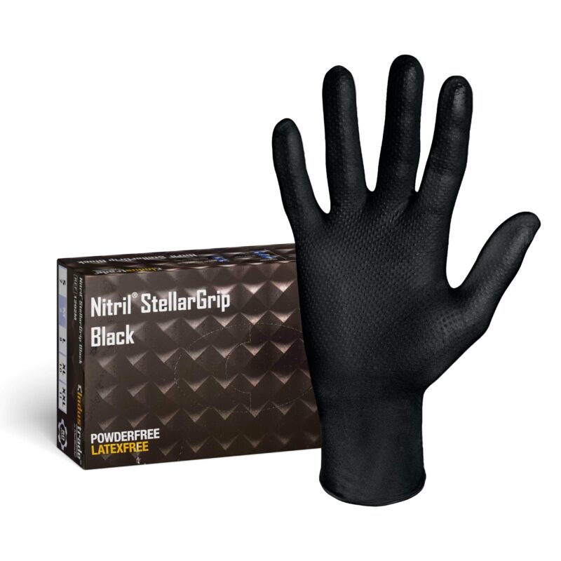 Einweghandschuh 1292M, Meditrade Nitril Stellar Grip, schwarz -50er BOX - Größe M