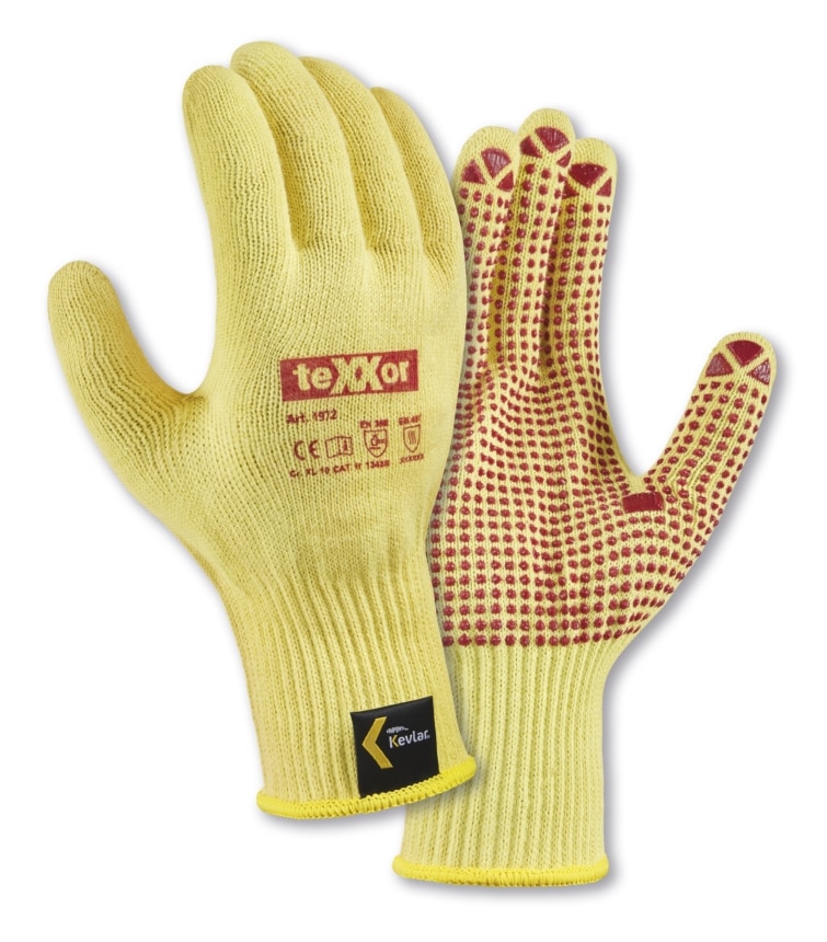 teXXor® Mittelstrick-Handschuhe ARAMID mit Noppen Schnittschutzklasse B