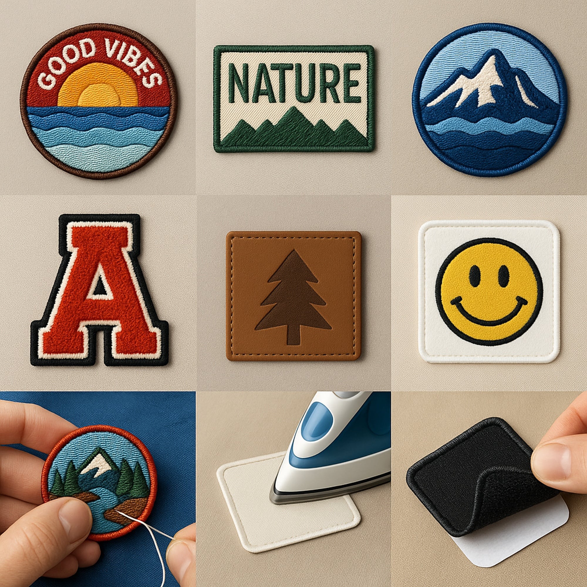 Rückseiten und Befestigungsarten von Patches