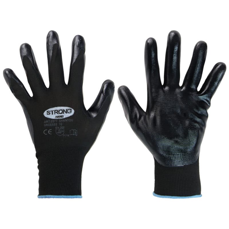 Nylon Feinstrick Handschuh mit Nitril-Beschichtung schwarz