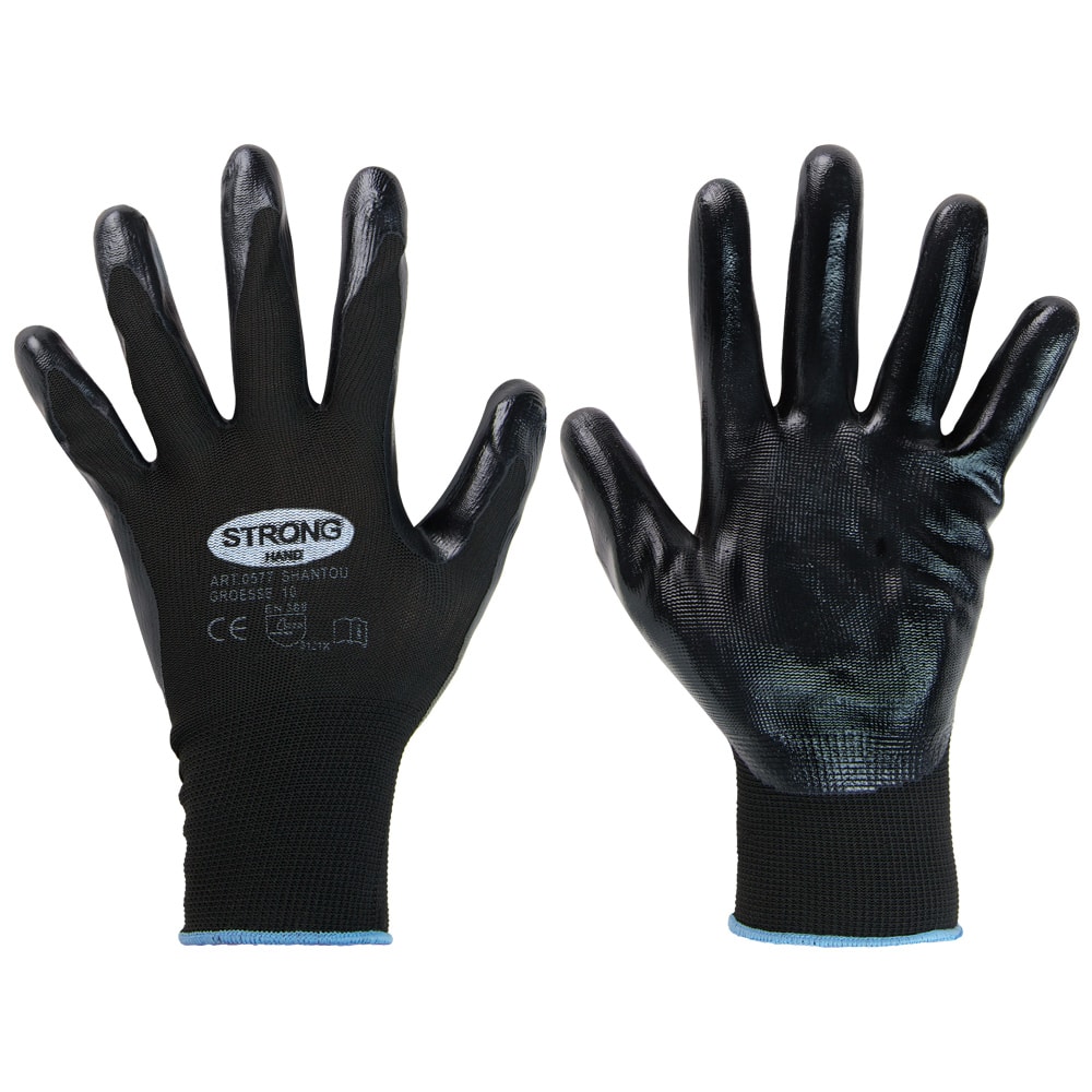 Nylon Feinstrick Handschuh mit Nitril-Beschichtung schwarz