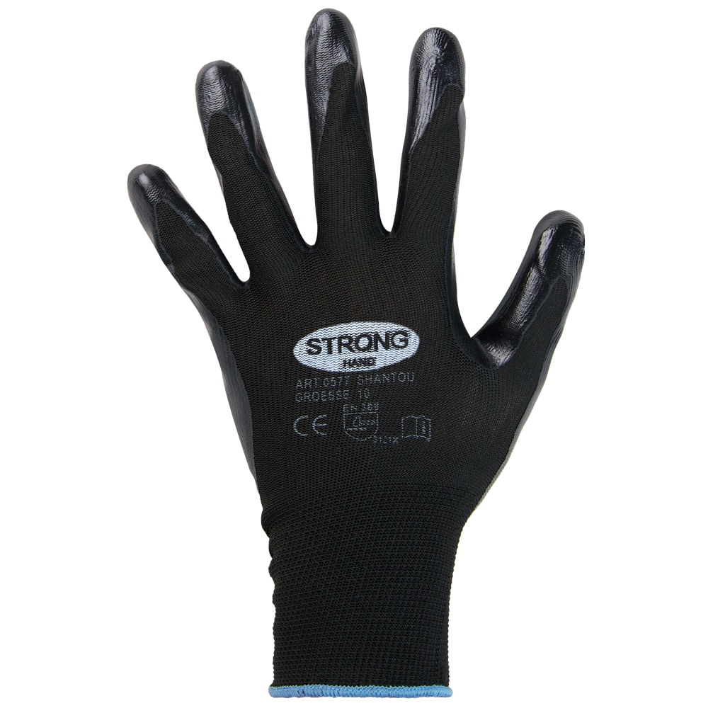 Nylon Feinstrick Handschuh mit Nitril-Beschichtung schwarz – Bild 2